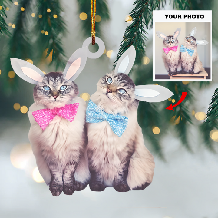 Personalized Photo Mica Ornament - Gift For Cat Lover - Cats Christmas Photo ARND037