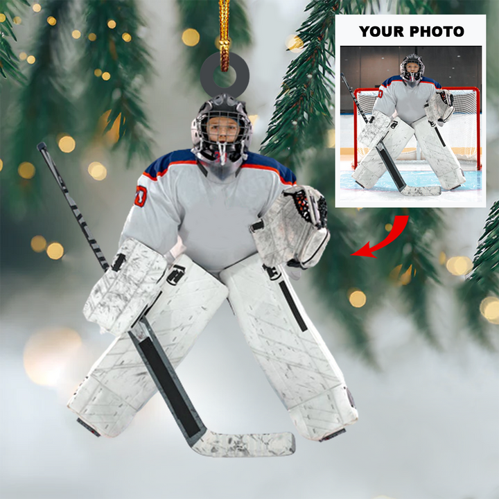 Personalized Photo Mica Ornament - Gift For Hockey Lover - Custom Photo Hockey Player ARND037