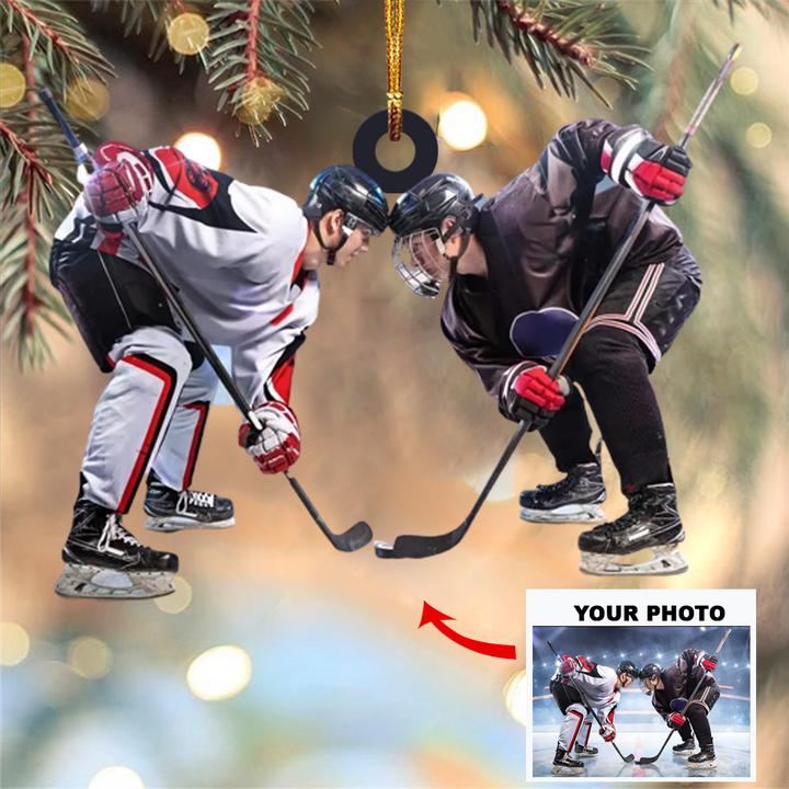 Personalized Photo Mica Ornament - Gift For Hockey Lover - Custom Photo Hockey Player ARND037