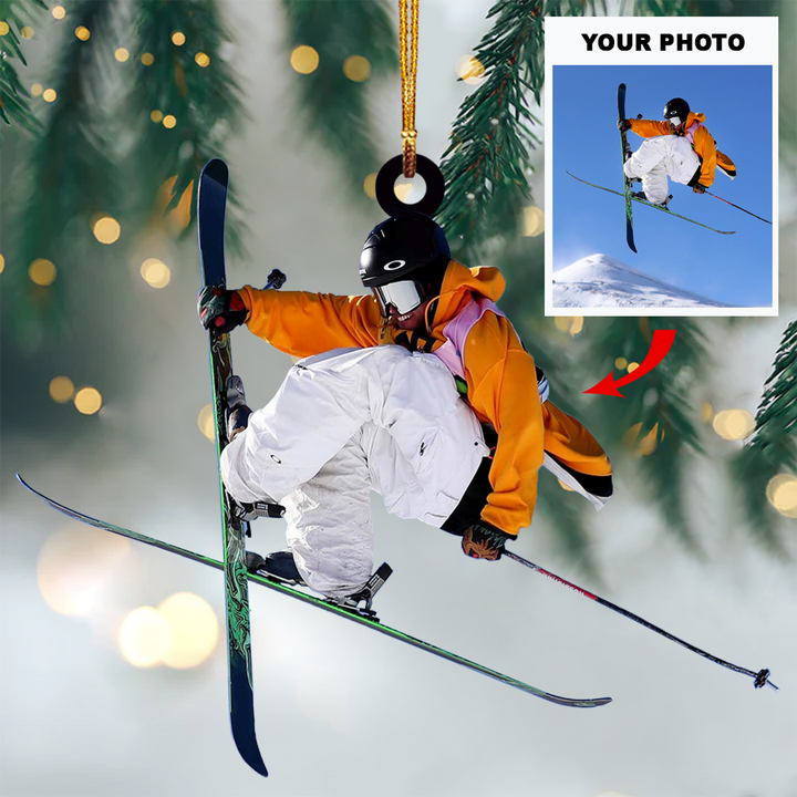 Personalized Photo Mica Ornament - Gift For Skiing Lover - Custom Photo Skiing Players ARND037