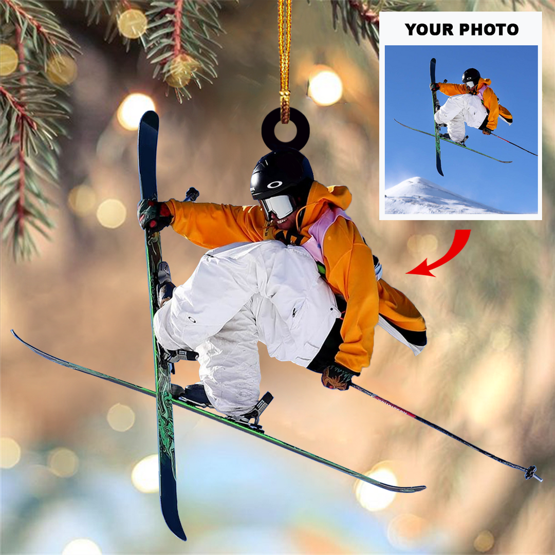 Personalized Photo Mica Ornament - Gift For Skiing Lover - Custom Photo Skiing Players ARND037