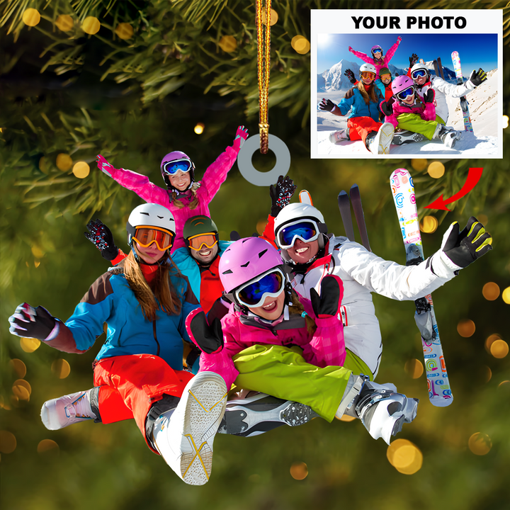 Personalized Photo Mica Ornament - Gift For Skiing Lover - Custom Photo Skiing Players ARND037
