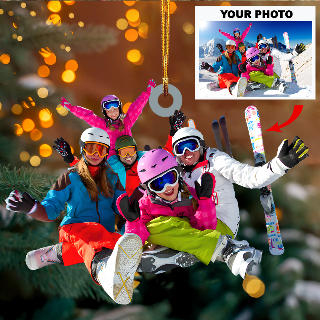Personalized Photo Mica Ornament - Gift For Skiing Lover - Custom Photo Skiing Players ARND037