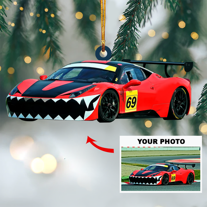 Personalized Photo Mica Ornament - Gift For Racing Lover - Custom Photo Car Racing ARND037