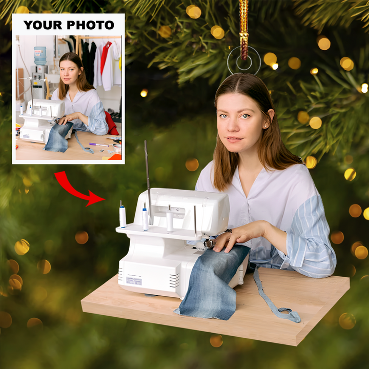 Personalized Photo Mica Ornament - Gift For Sewing Lover - I Love Sewing Photo ARND037