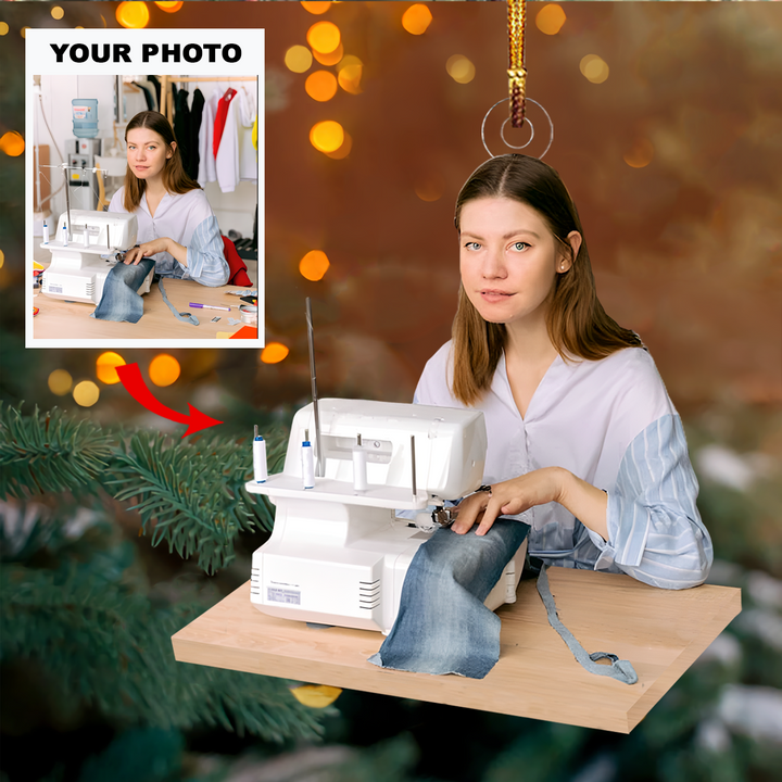 Personalized Photo Mica Ornament - Gift For Sewing Lover - I Love Sewing Photo ARND037