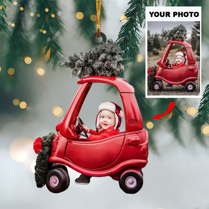 Personalized Photo Mica Ornament - Gift For Family - Custom Photo Toddler Car Christmas ARND037