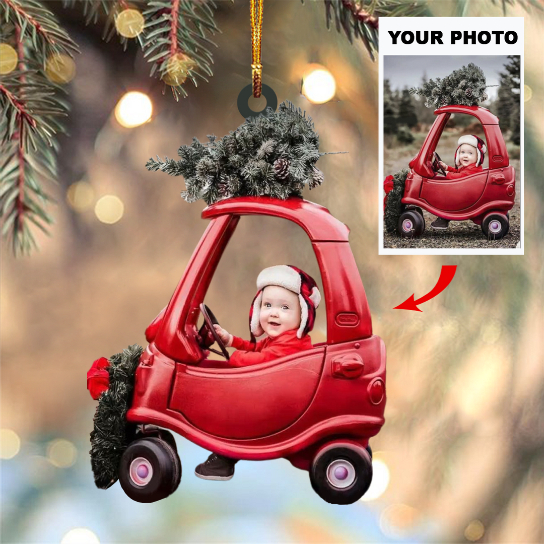 Personalized Photo Mica Ornament - Gift For Family - Custom Photo Toddler Car Christmas ARND037