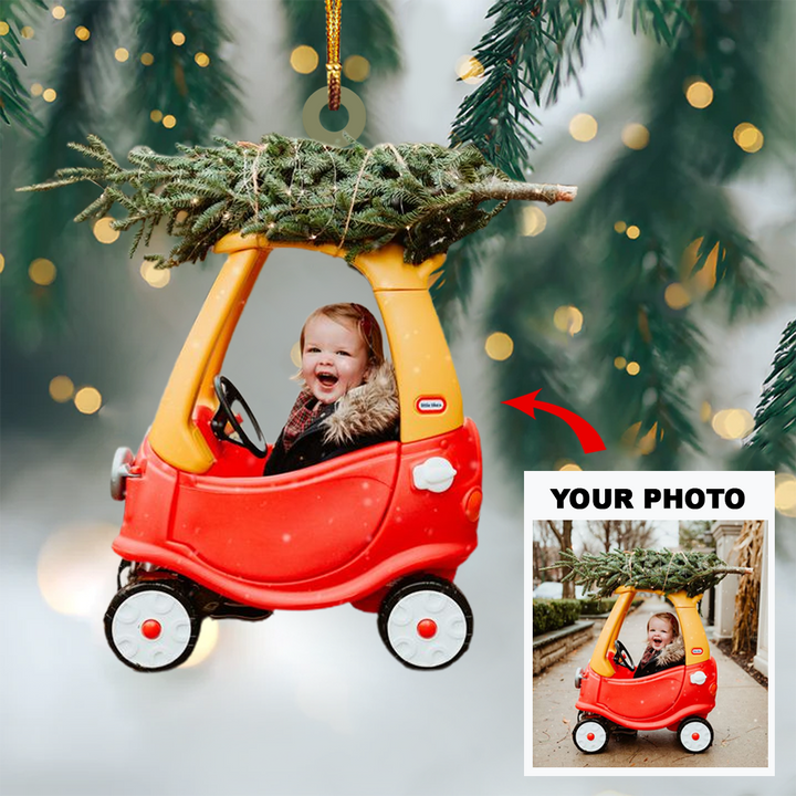 Personalized Photo Mica Ornament - Gift For Family - Custom Photo Toddler Car Christmas ARND037