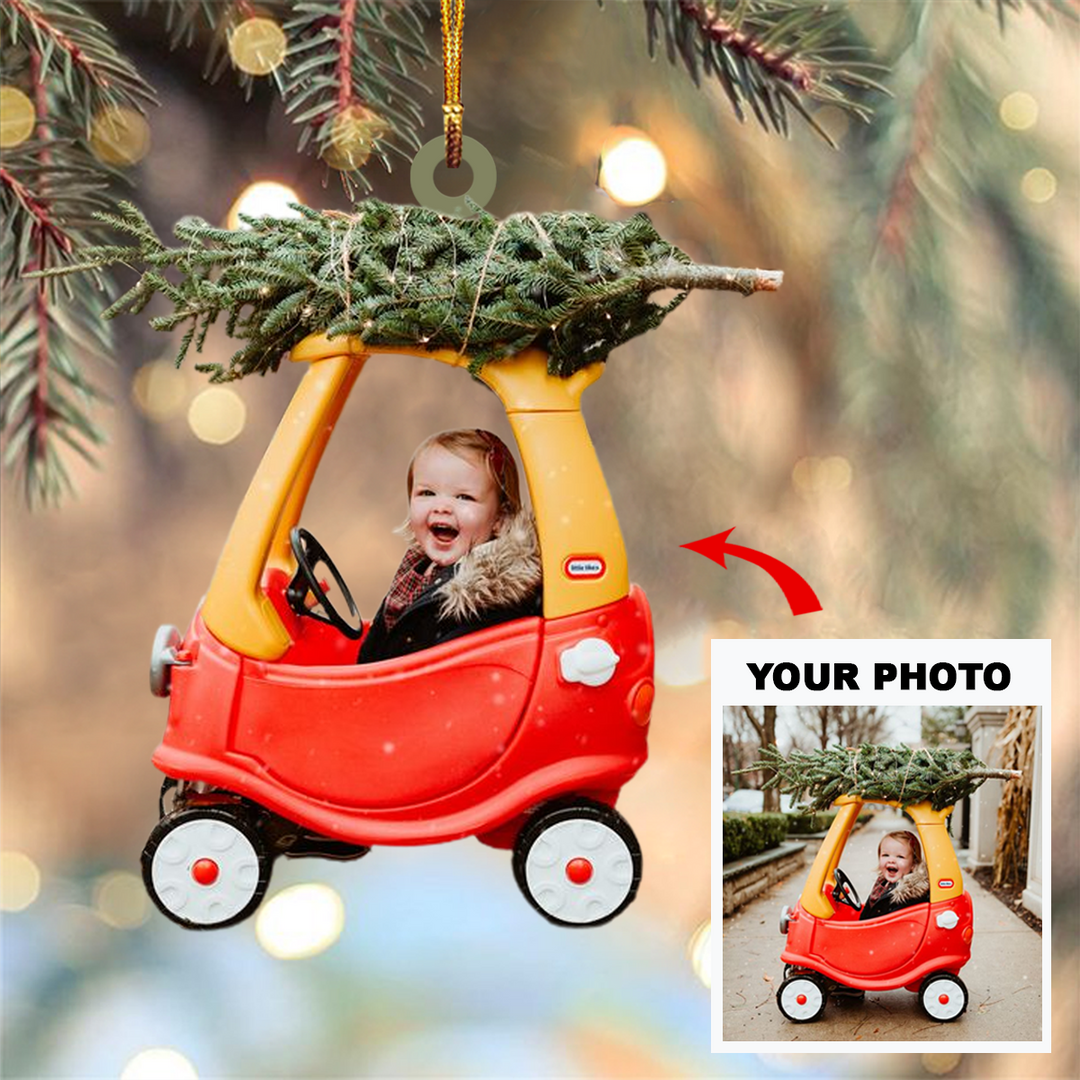 Personalized Photo Mica Ornament - Gift For Family - Custom Photo Toddler Car Christmas ARND037