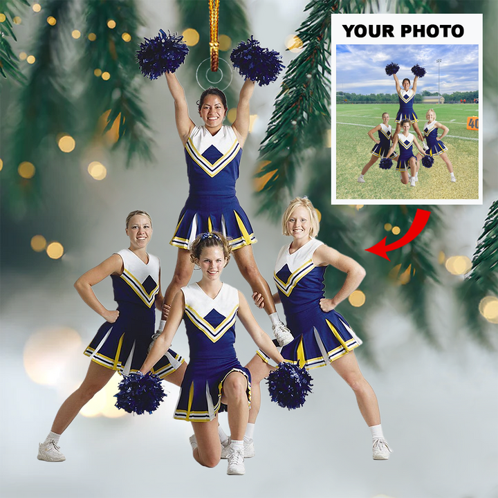 Personalized Photo Mica Ornament - Gift For Friend - Customized Photo Cheerleading Friends ARND037