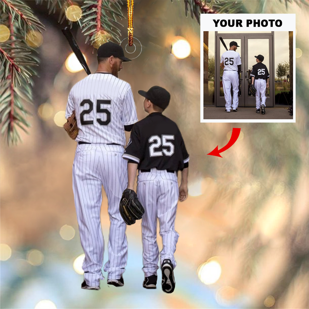 Personalized Photo Mica Ornament - Gift For Family - Customize Photo Baseball Family ARND037