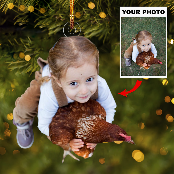 Personalized Photo Mica Ornament - Gift For Chicken Lover - I Love Chicken ARND037