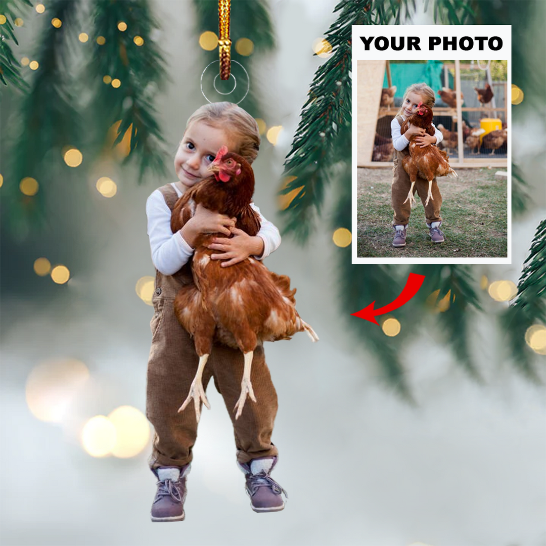 Personalized Photo Mica Ornament - Gift For Chicken Lover - I Love Chicken ARND037