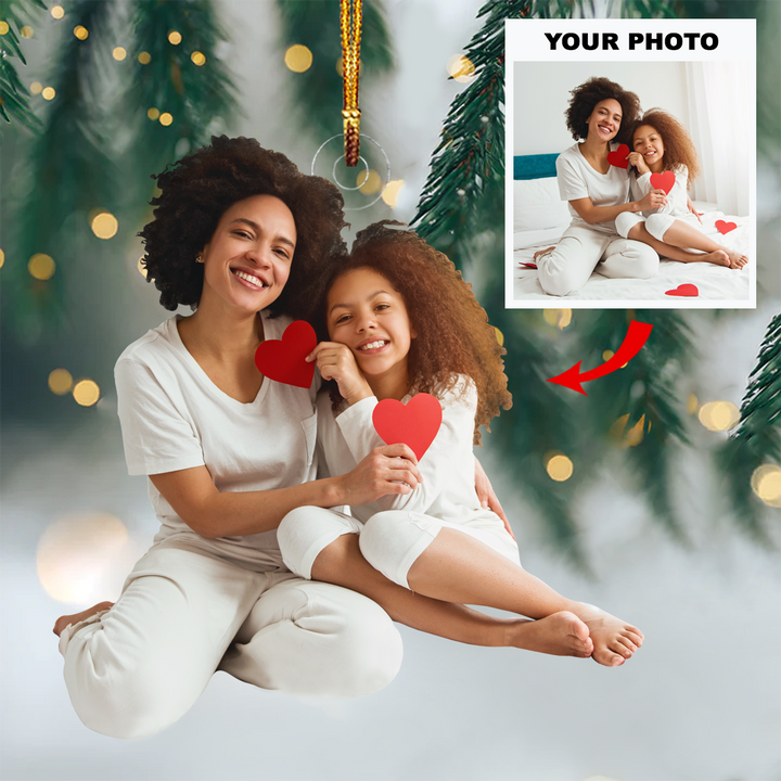 Personalized Photo Mica Ornament - Gift For Family - Mother And Daughter Forever Linked Together ARND037