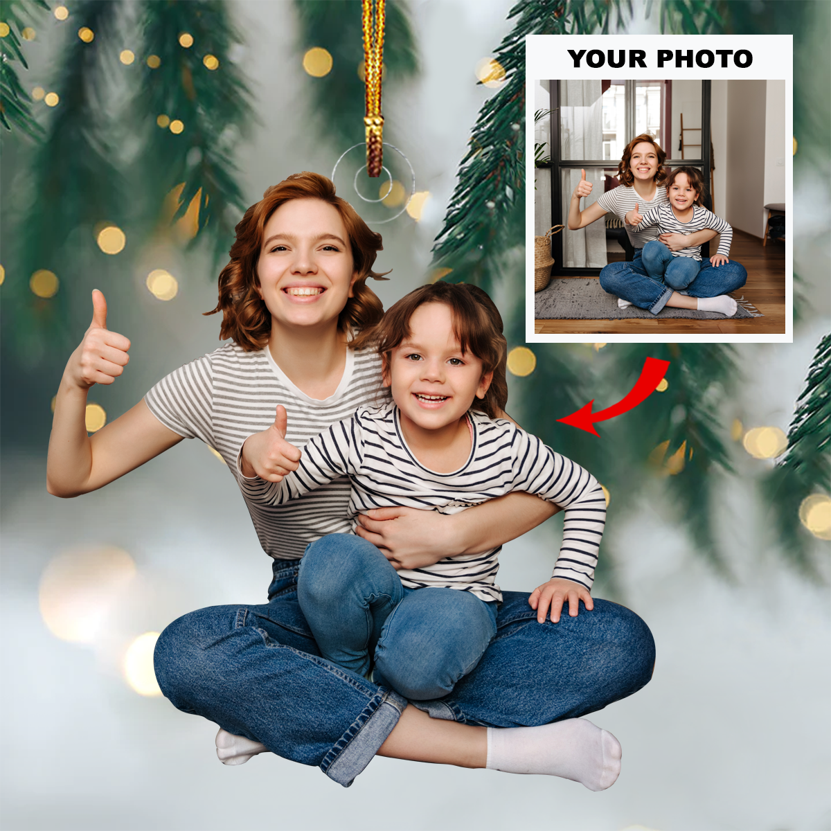 Personalized Photo Mica Ornament - Gift For Family - Mother And Daughter Forever Linked Together ARND037