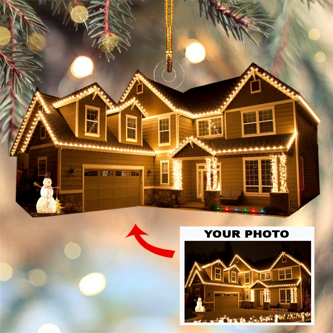 Personalized Photo Mica Ornament - Gift For Family - Customized Your Christmas House Photo ARND037