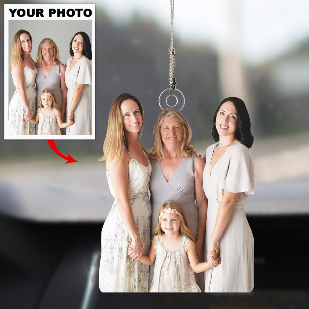 Personalized Car Hanging Ornament - Mother's Day Gift For Mom & Grandma - Custom Your Photo ARND0014 UPL0PD005