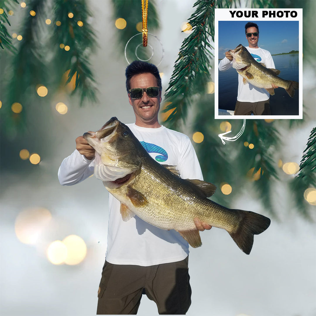 Fishing Cheaper Than Therapy - Personalized Custom Photo Mica Ornament - Christmas Gift For Fishing Lover, Fisher, Family Member, Friends