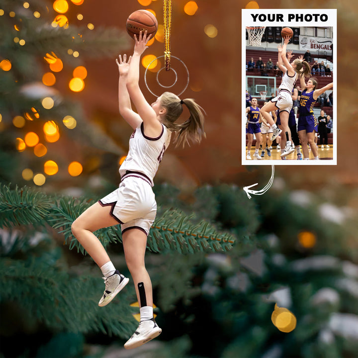 I Love Playing Basketball - Personalized Custom Photo Mica Ornament - Christmas Gift For Sport Lover, Basketball Lovers