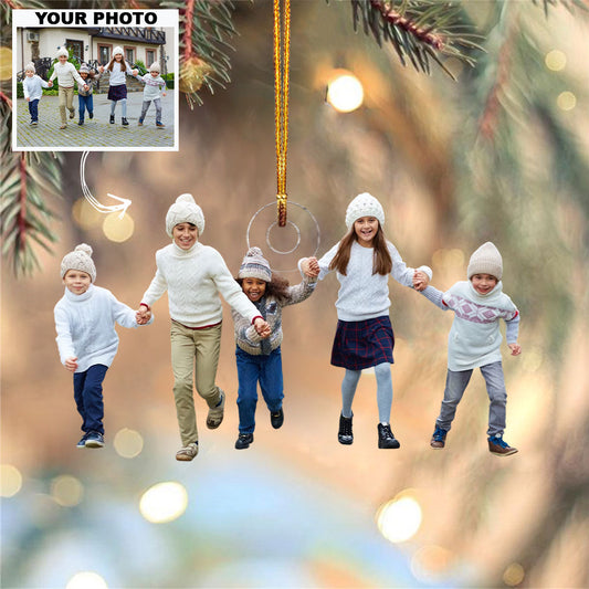 Walking Family Customized Your Photo Ornament - Personalized Custom Photo Mica Ornament - Christmas Gift For Family Members