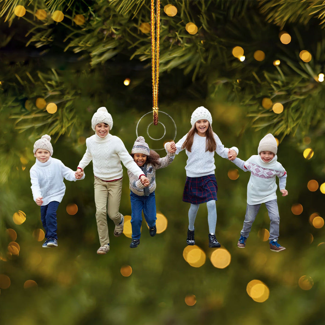 Walking Family Customized Your Photo Ornament - Personalized Custom Photo Mica Ornament - Christmas Gift For Family Members