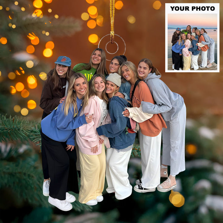 Life Is Beautiful With Your Besties - Personalized Custom Photo Mica Ornament - Christmas Gift For Besties