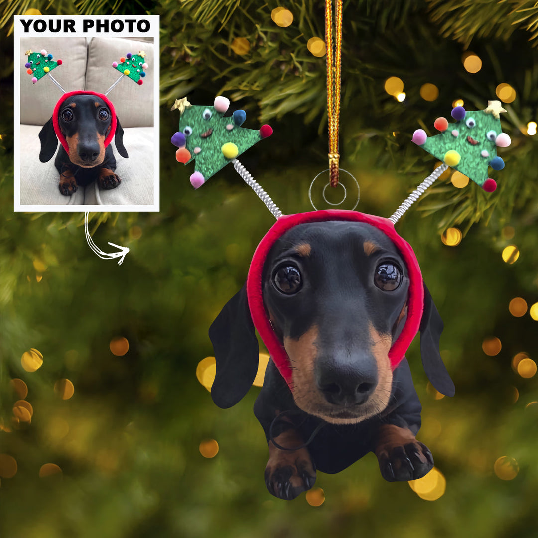 Christmas Cute Dog Customized Dog Photo Ornament - Personalized Custom Photo Mica Ornament - Christmas Gift For Dog Mom, Dog Dad, Cat Mom, Cat Dad