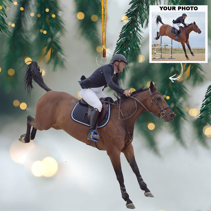 Horse Riding - Personalized Custom Photo Mica Ornament - Christmas Gift For Family Members, Horse Lovers