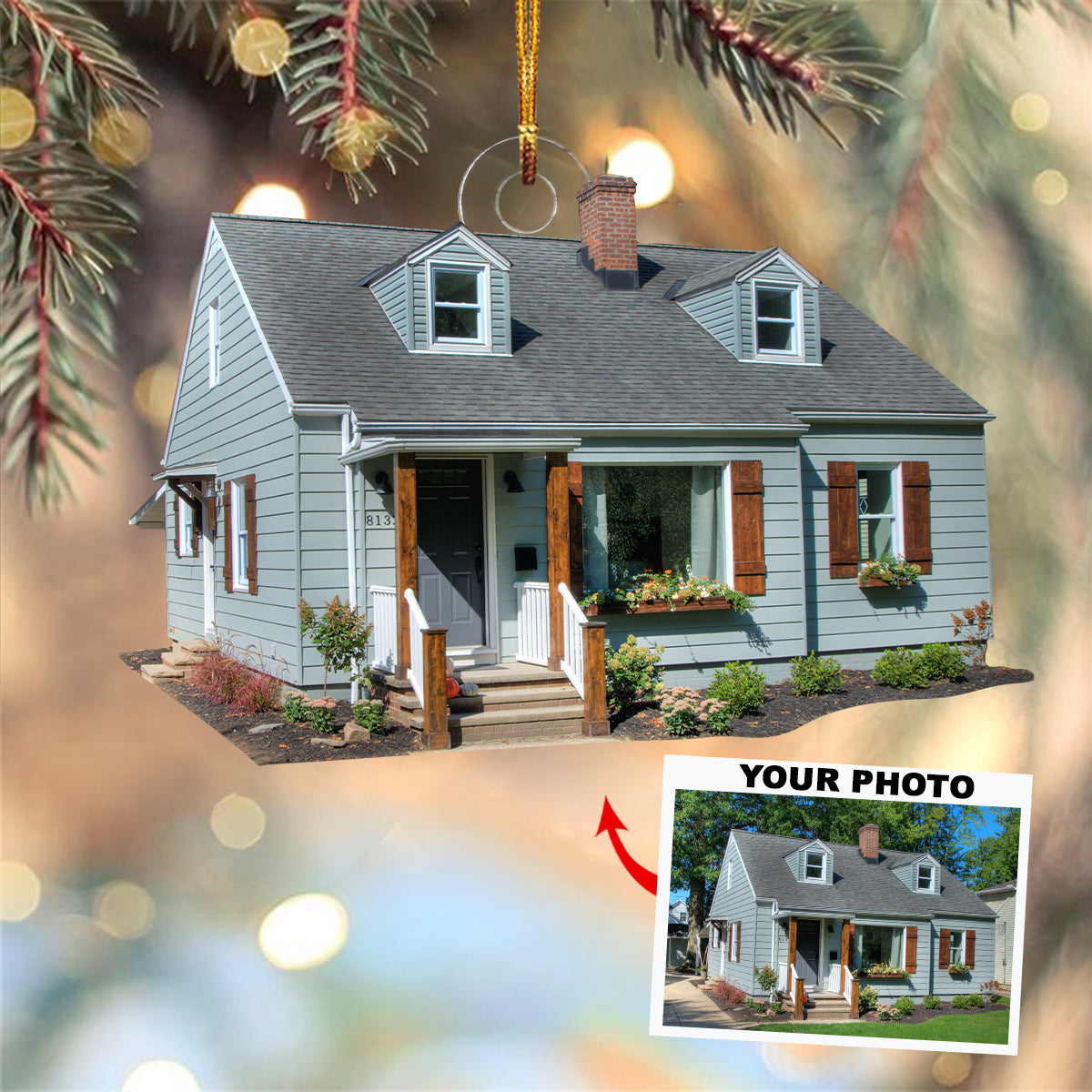 Our House - Personalized Custom Photo Mica Ornament - Christmas Gift For Couple, Family Members, Husband, Wife