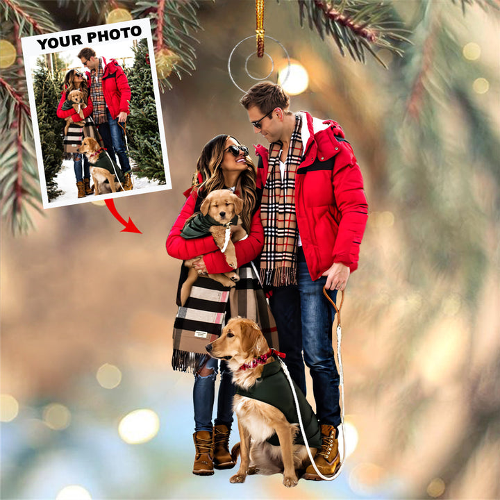 Family With Dogs - Personalized Custom Photo Mica Ornament - Christmas Gift For Family Members, Dog Lovers, Dog Mom, Dog Dad