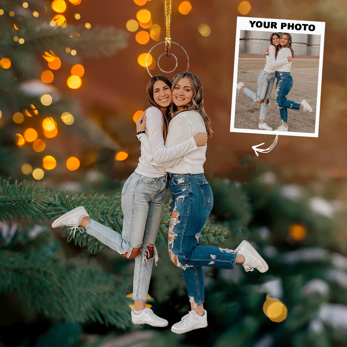 Besties Forever - Personalized Custom Photo Mica Ornament - Christmas Gift For Friends, Besties