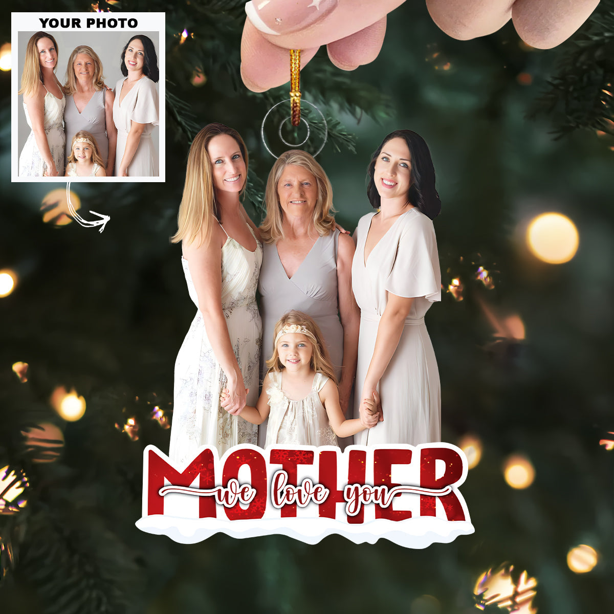 Mother We Love You - Personalized Custom Photo Mica Ornament - Christmas Gift For Mom, Family, Family Members UPL0HT014