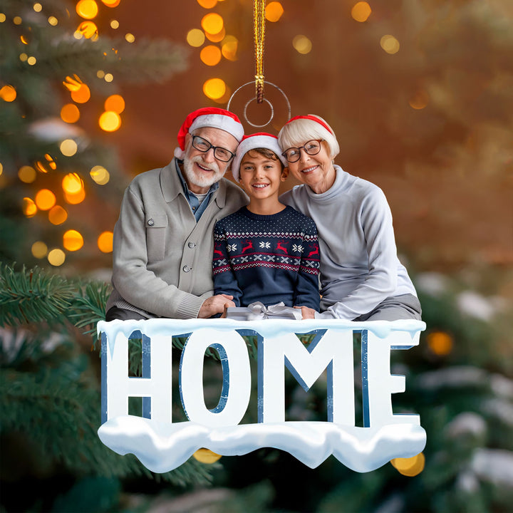 Home Sweet Home - Personalized Custom Photo Mica Ornament - Christmas Gift For Family Members, Grandma, Grandpa, Grandparents UPL0DM019