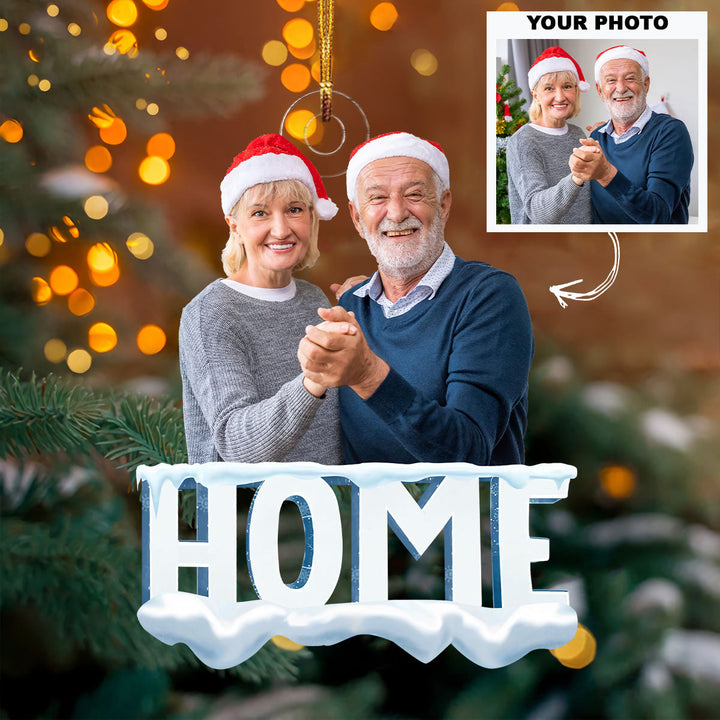 Home Sweet Home - Personalized Custom Photo Mica Ornament - Christmas Gift For Family Members, Grandma, Grandpa, Grandparents UPL0DM019