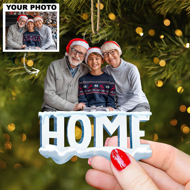 Home Sweet Home - Personalized Custom Photo Mica Ornament - Christmas Gift For Family Members, Grandma, Grandpa, Grandparents UPL0DM019