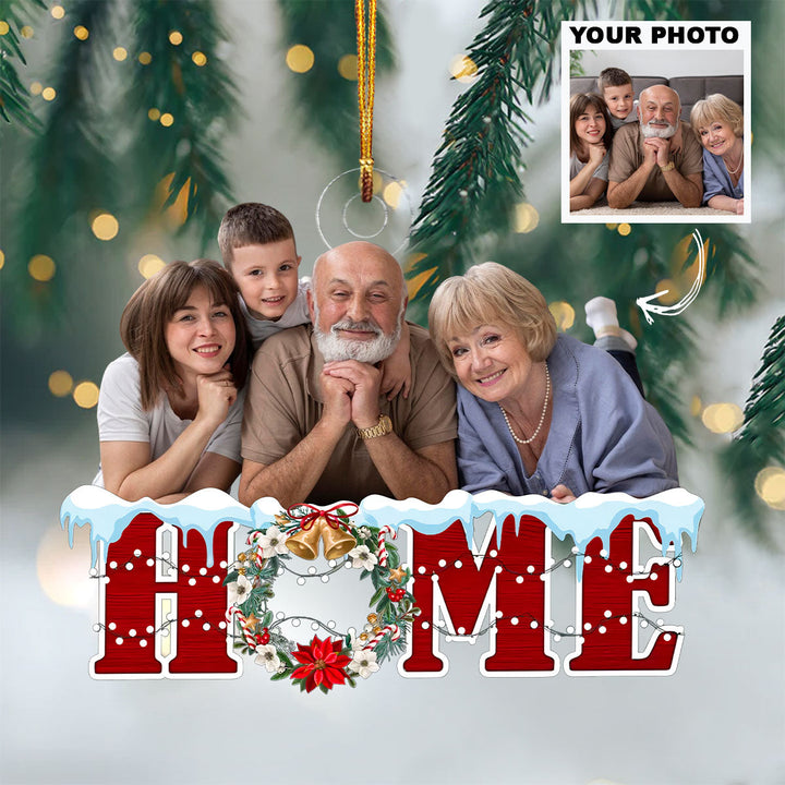 Merry Christmas My Home - Personalized Custom Photo Mica Ornament - Christmas Gift For Family Members, Grandpa, Grandma, Grandparents UPL0DM021
