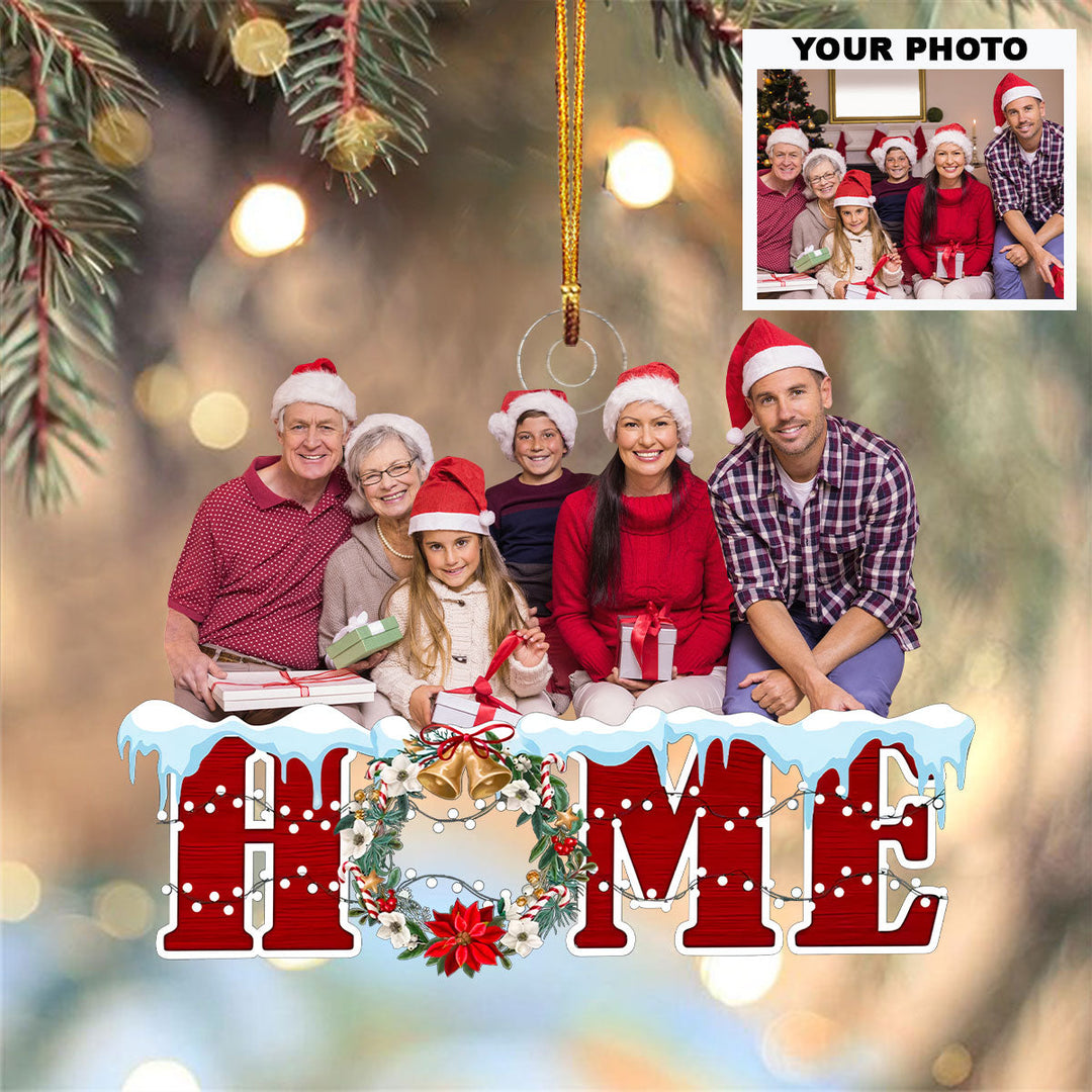 Merry Christmas My Home - Personalized Custom Photo Mica Ornament - Christmas Gift For Family Members, Grandpa, Grandma, Grandparents UPL0DM021