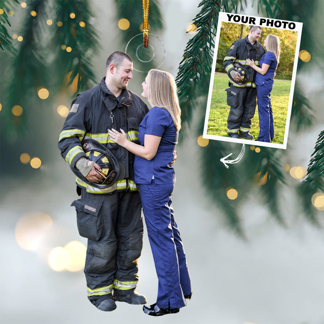 You & Me We Got This - Personalized Custom Photo Mica Ornament - Christmas Gift For Couple, Firefighter, Nurse