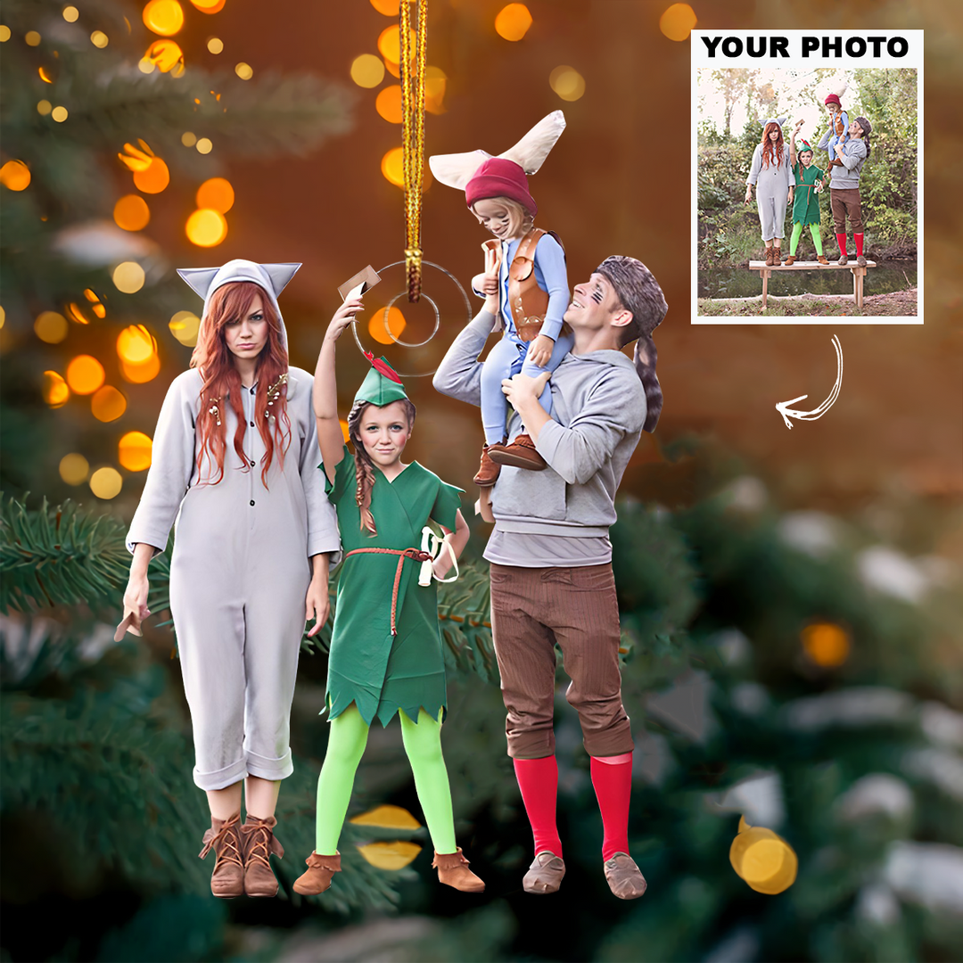 Halloween Family - Personalized Photo Mica Ornament - Customized Your Photo Ornament - Christmas Gift For Family Members