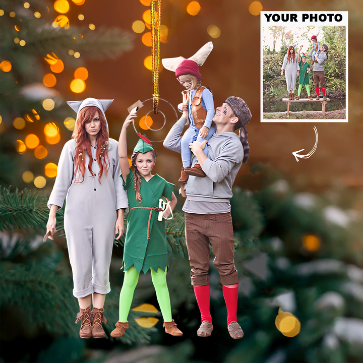 Halloween Family - Personalized Photo Mica Ornament - Customized Your Photo Ornament - Christmas Gift For Family Members