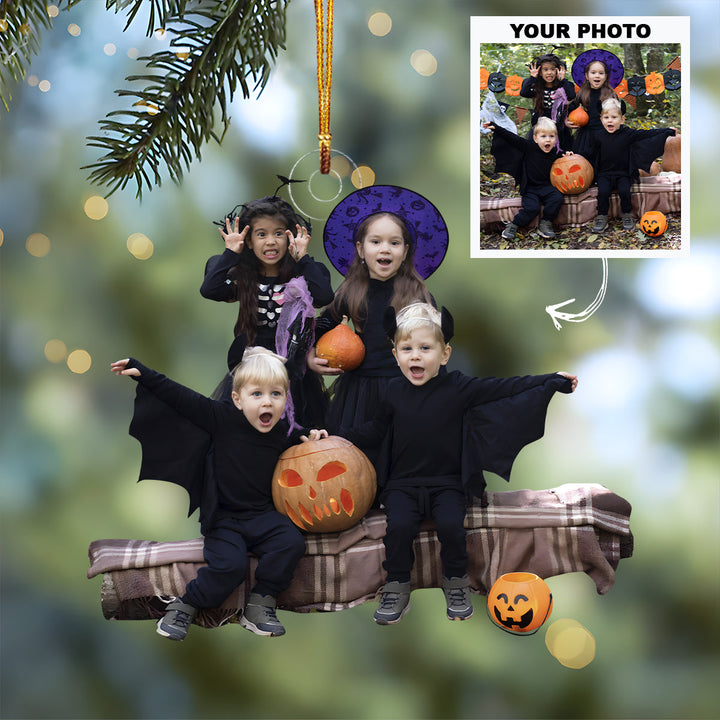 Halloween Grandkids - Personalized Custom Photo Mica Ornament - Christmas Gift For Family Members, Kids