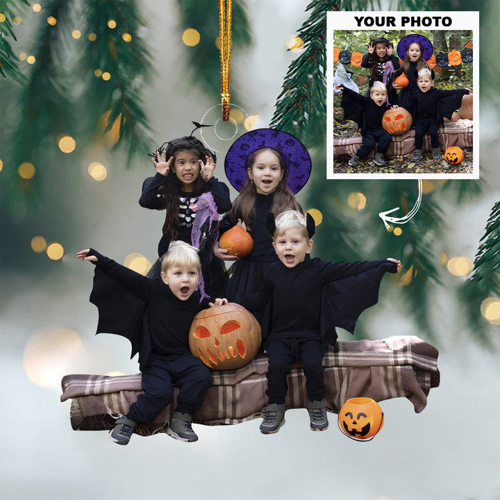 Halloween Grandkids - Personalized Custom Photo Mica Ornament - Christmas Gift For Family Members, Kids