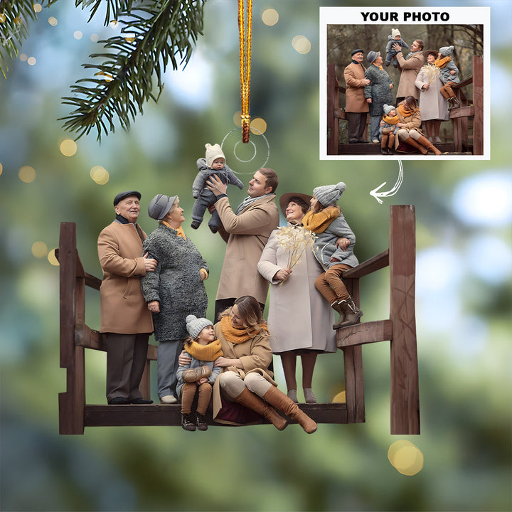 Customized Photo Ornament Love This Family - Personalized Photo Mica Ornament - Christmas Gift For Family Members