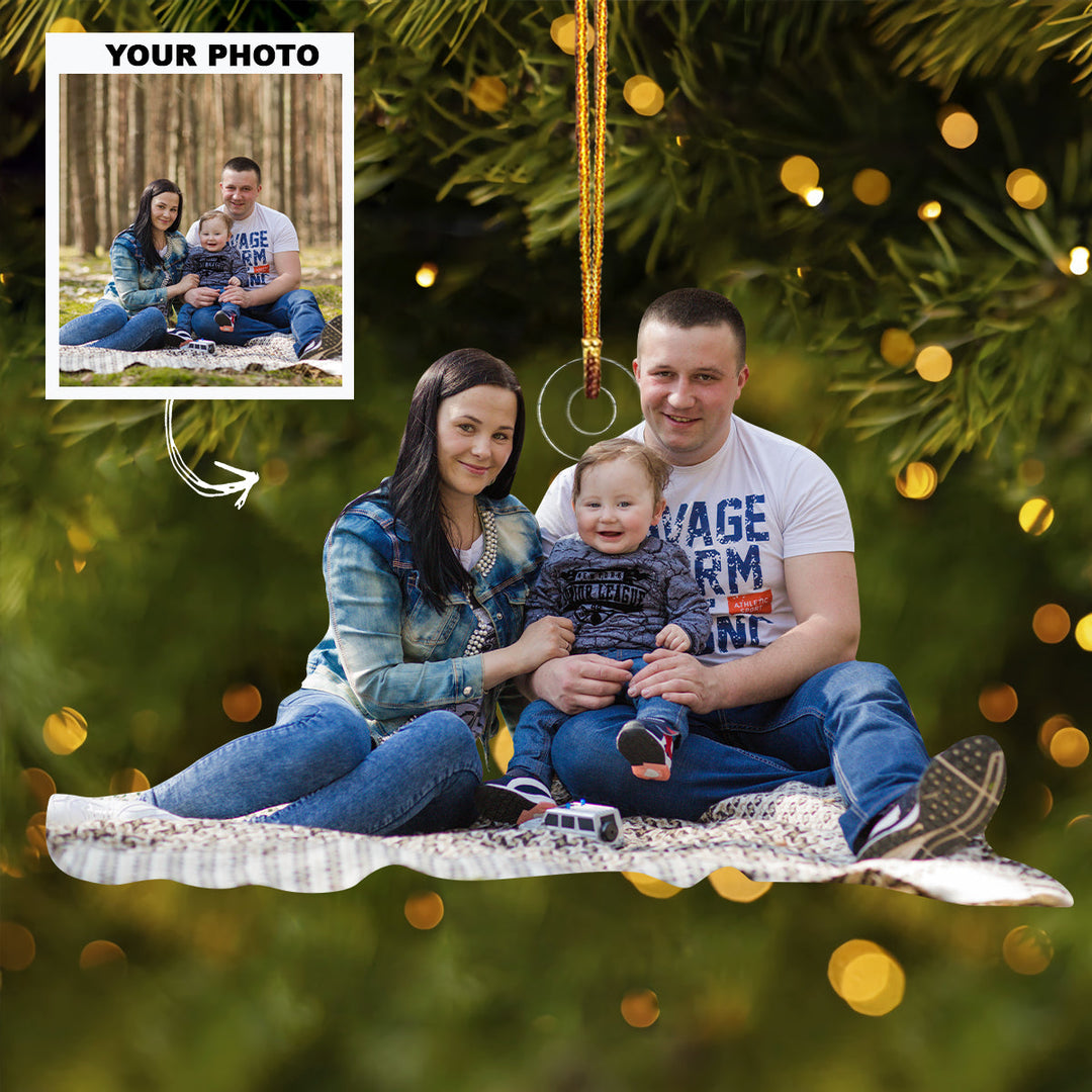 Baby First Christmas Happy Family Ornament - Personalized Custom Photo Mica Ornament - Christmas Gift For Family Members, Wife, Husband