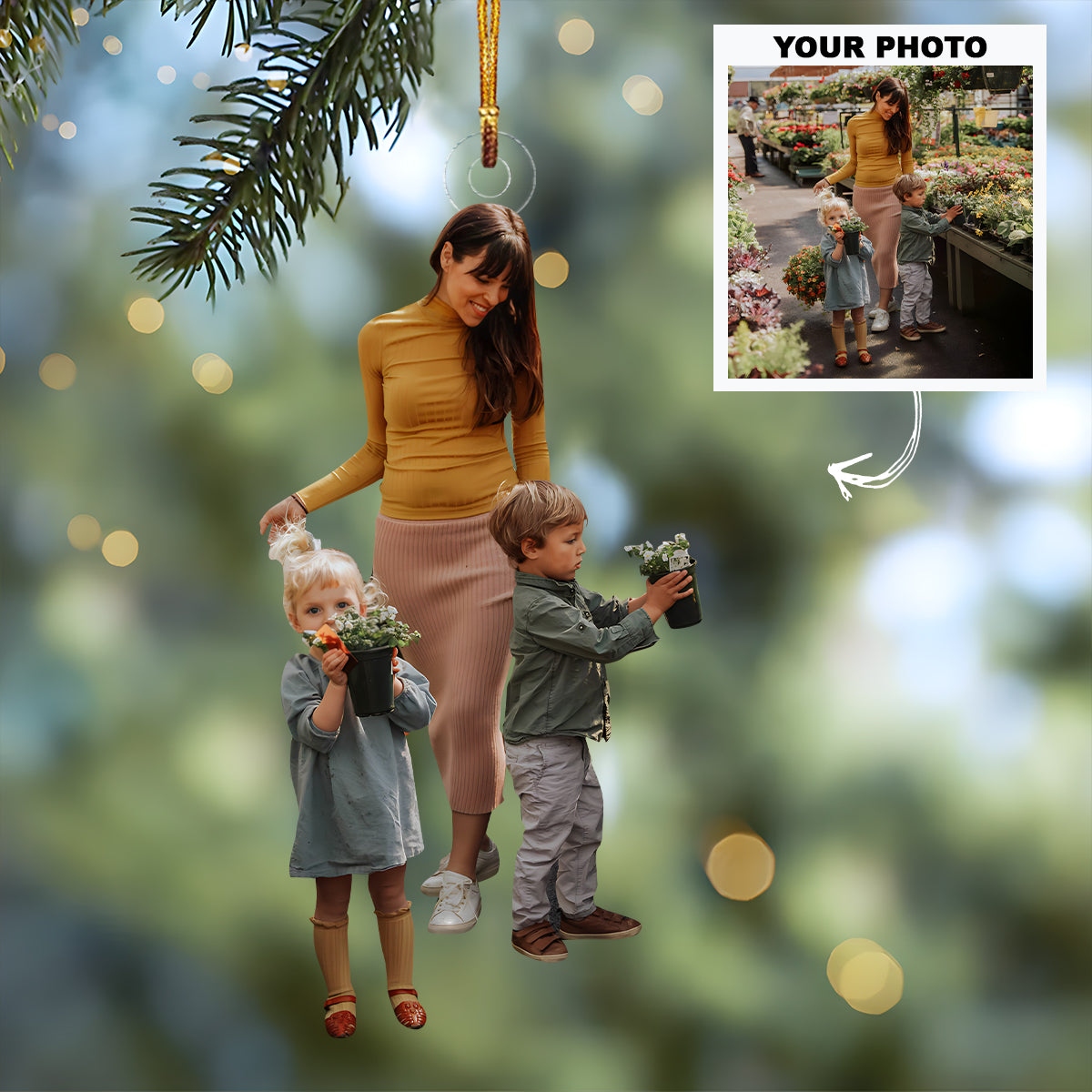 Chores Time With Kids - Personalized Photo Mica Ornament - Customized Your Photo Ornament - Christmas Gift For Mom, Grandma, Family, Family Members