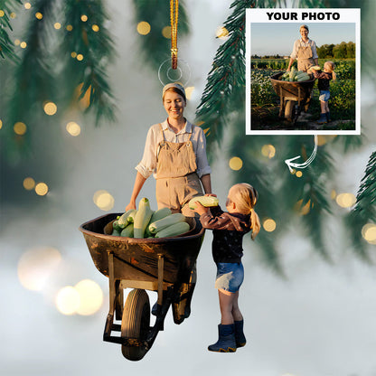 Chores Time With Kids - Personalized Photo Mica Ornament - Customized Your Photo Ornament - Christmas Gift For Mom, Grandma, Family, Family Members