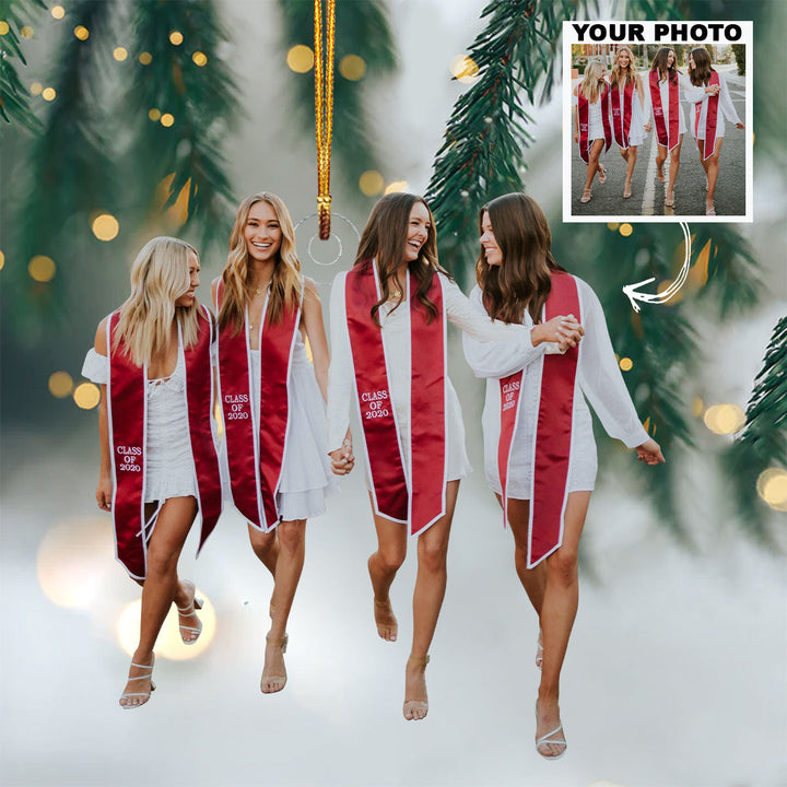 Graduation With Bestie - Personalized Custom Photo Mica Ornament - Christmas Gift For Graduation, Friends, Bestie, Best Friend