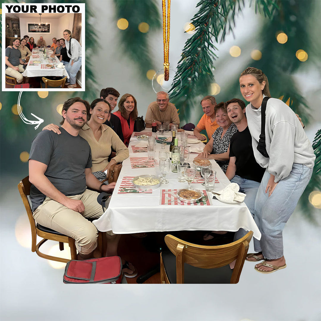 Family Christmas Meal  - Personalized Custom Photo Mica Ornament - Christmas Gift For Family Members