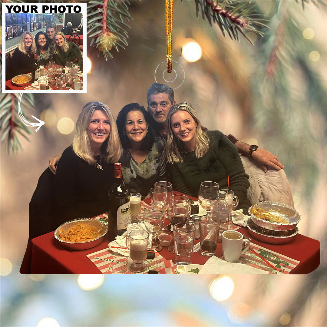 Family Christmas Meal  - Personalized Custom Photo Mica Ornament - Christmas Gift For Family Members